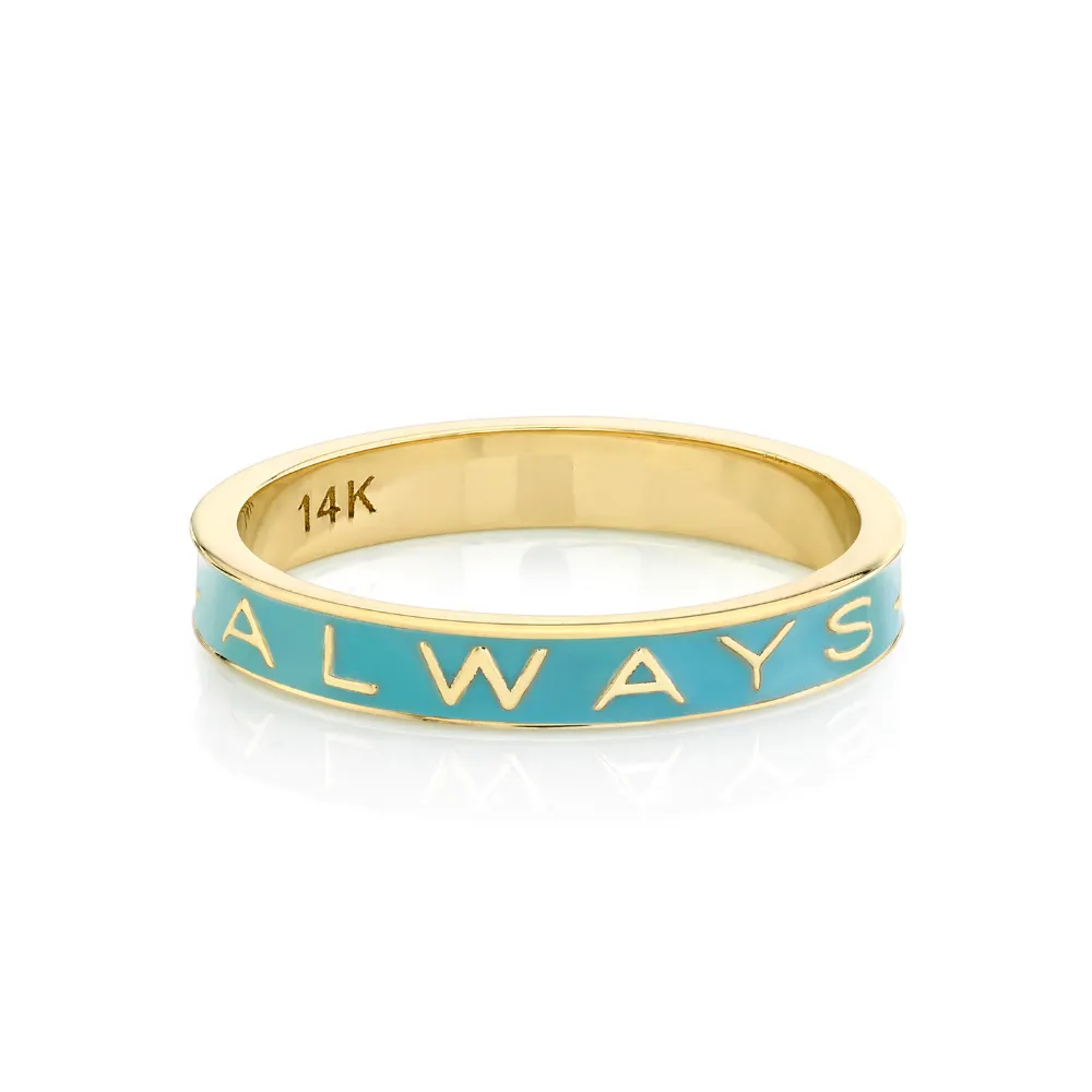 "Always" Gold Memory Ring - Robin's Egg Blue Enamel sold by Marrow Fine