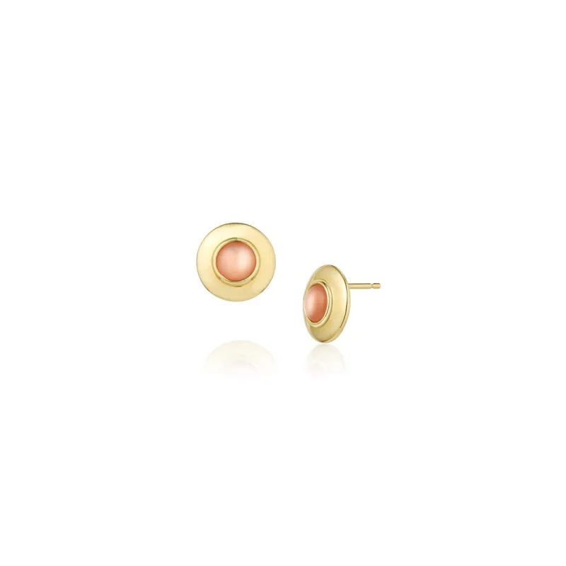 Peach Moonstone Studs sold by Marrow Fine