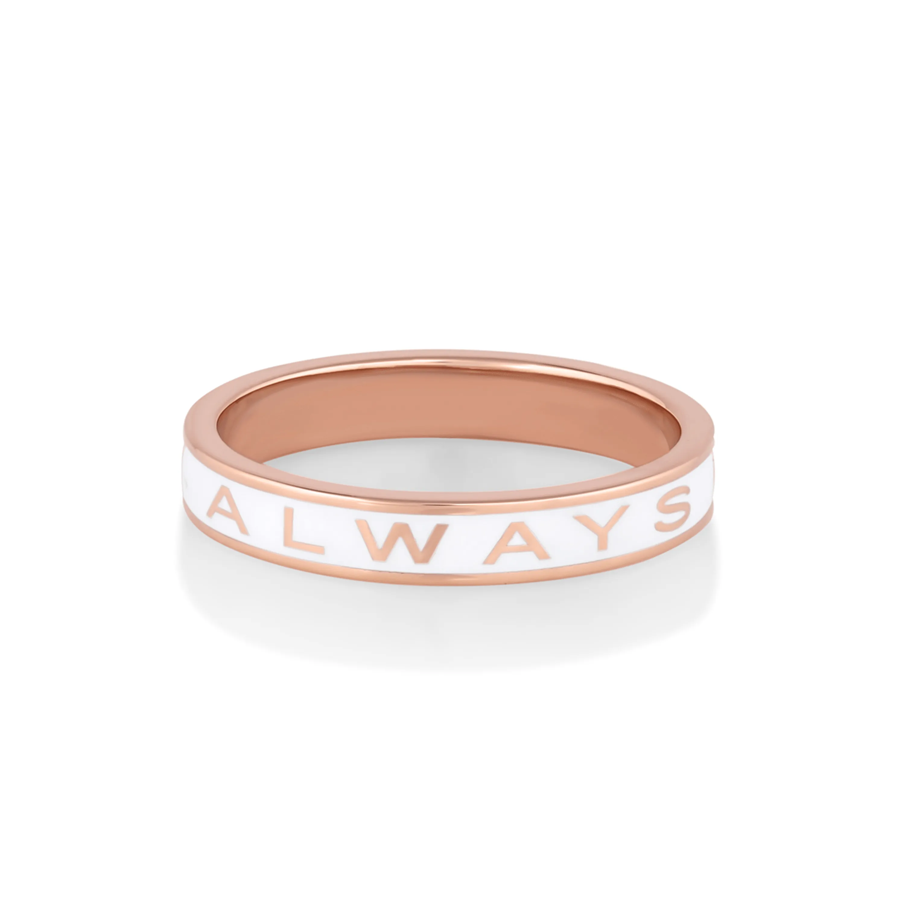 "Always" Gold Memory Ring - White Enamel sold by Marrow Fine
