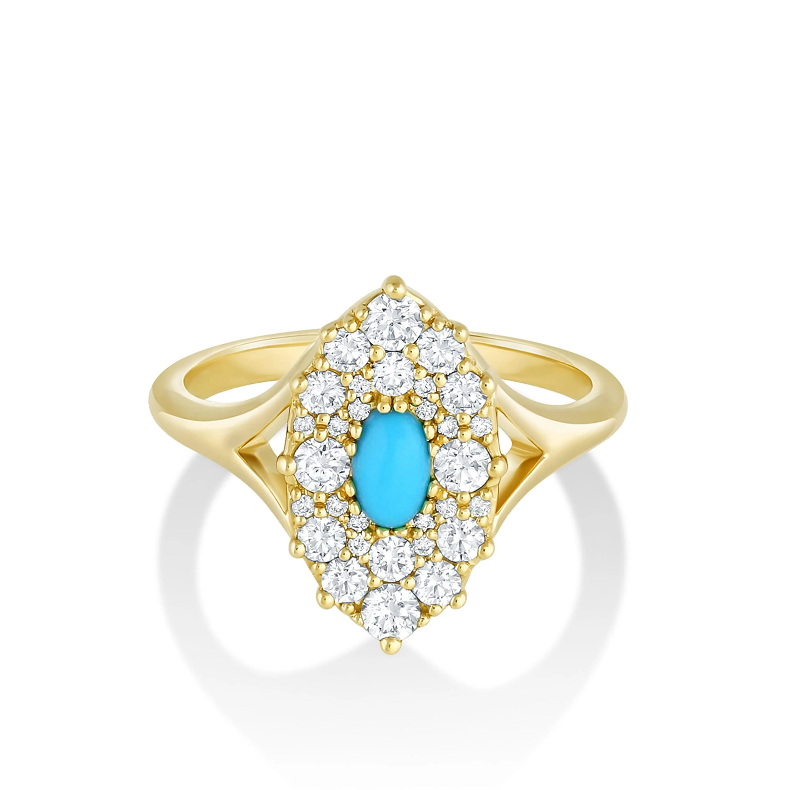 .21ct Turquoise & White Diamond Navette Ring sold by Marrow Fine