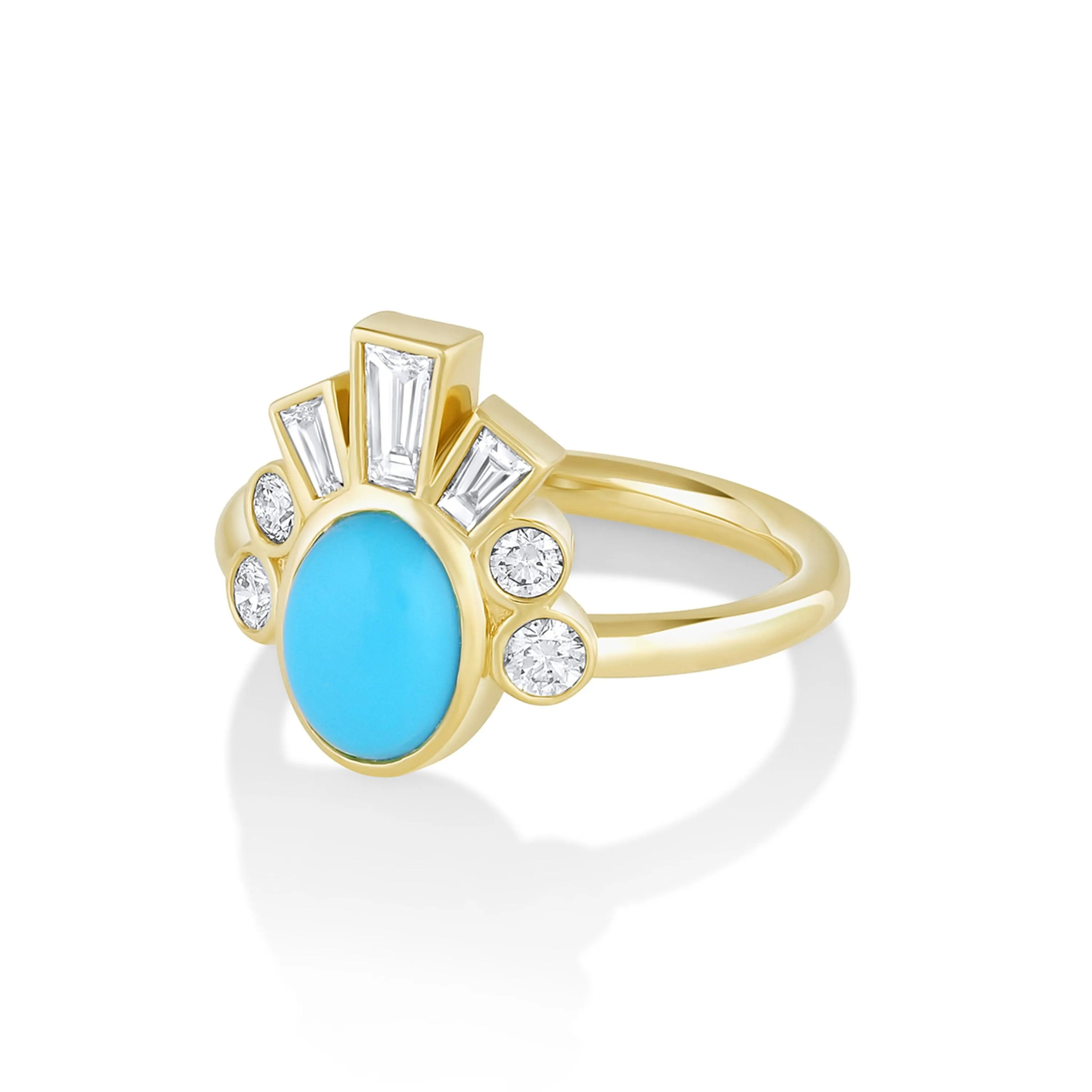 .98ct Turquoise & White Diamond Ballerina Headdress Ring sold by Marrow Fine product image thumbnail 2