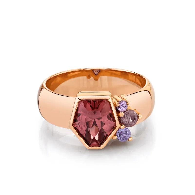 1.79ct Garnet Shield Spray Ring sold by Marrow Fine