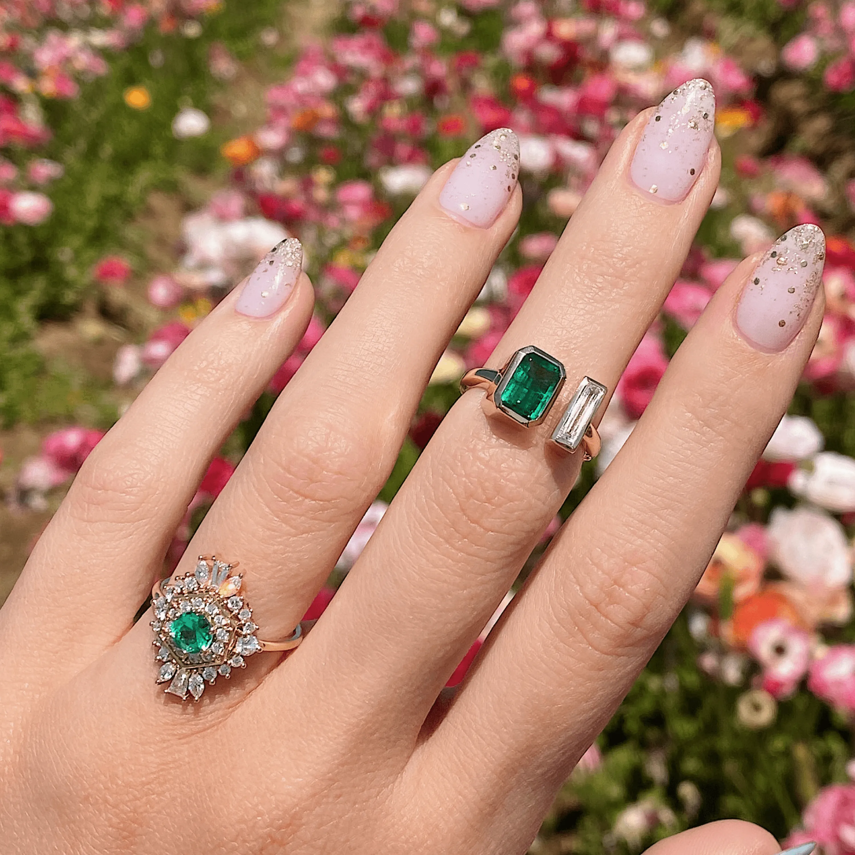 Emerald & White Diamond Toi et Moi sold by Marrow Fine product image thumbnail 3