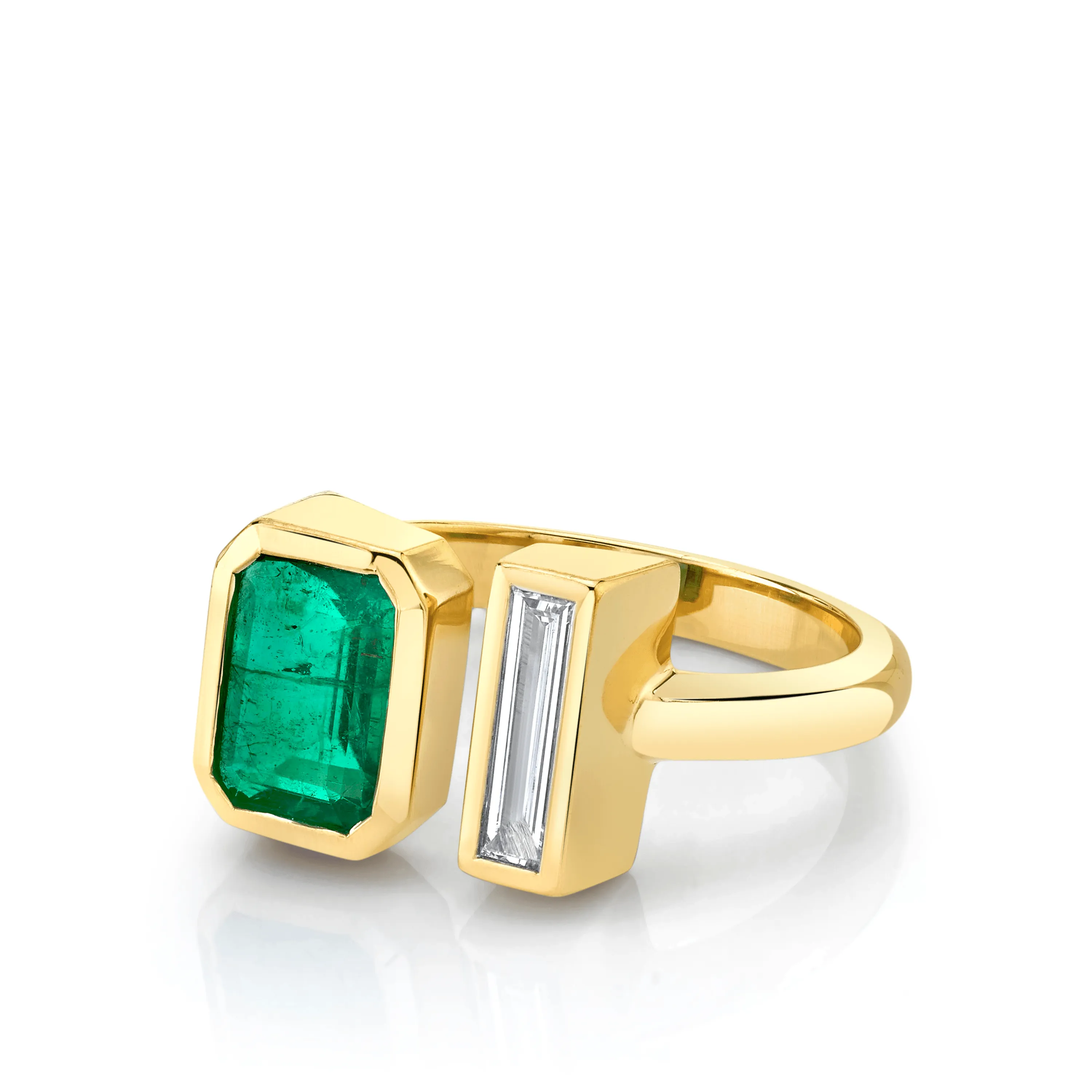 Emerald & White Diamond Toi et Moi sold by Marrow Fine product image thumbnail 2