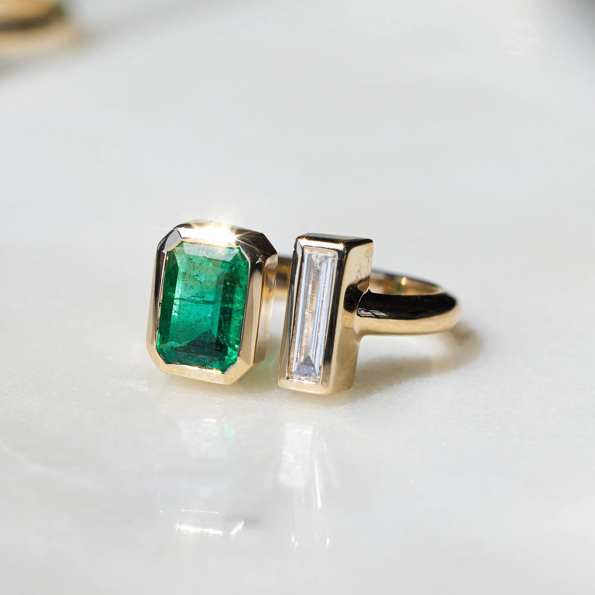 Emerald & White Diamond Toi et Moi sold by Marrow Fine product image thumbnail 4