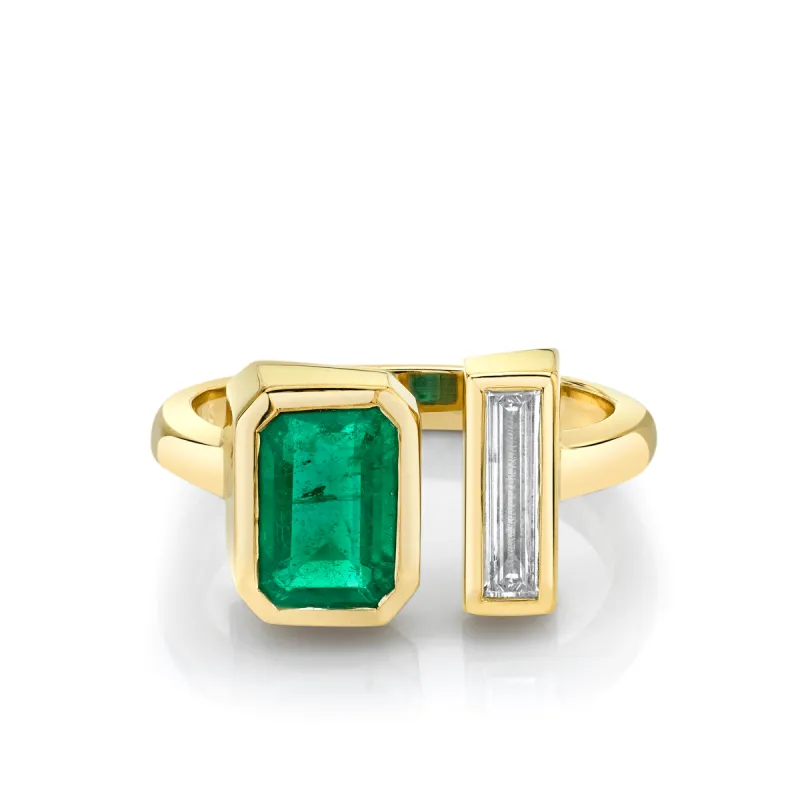 Emerald & White Diamond Toi et Moi sold by Marrow Fine