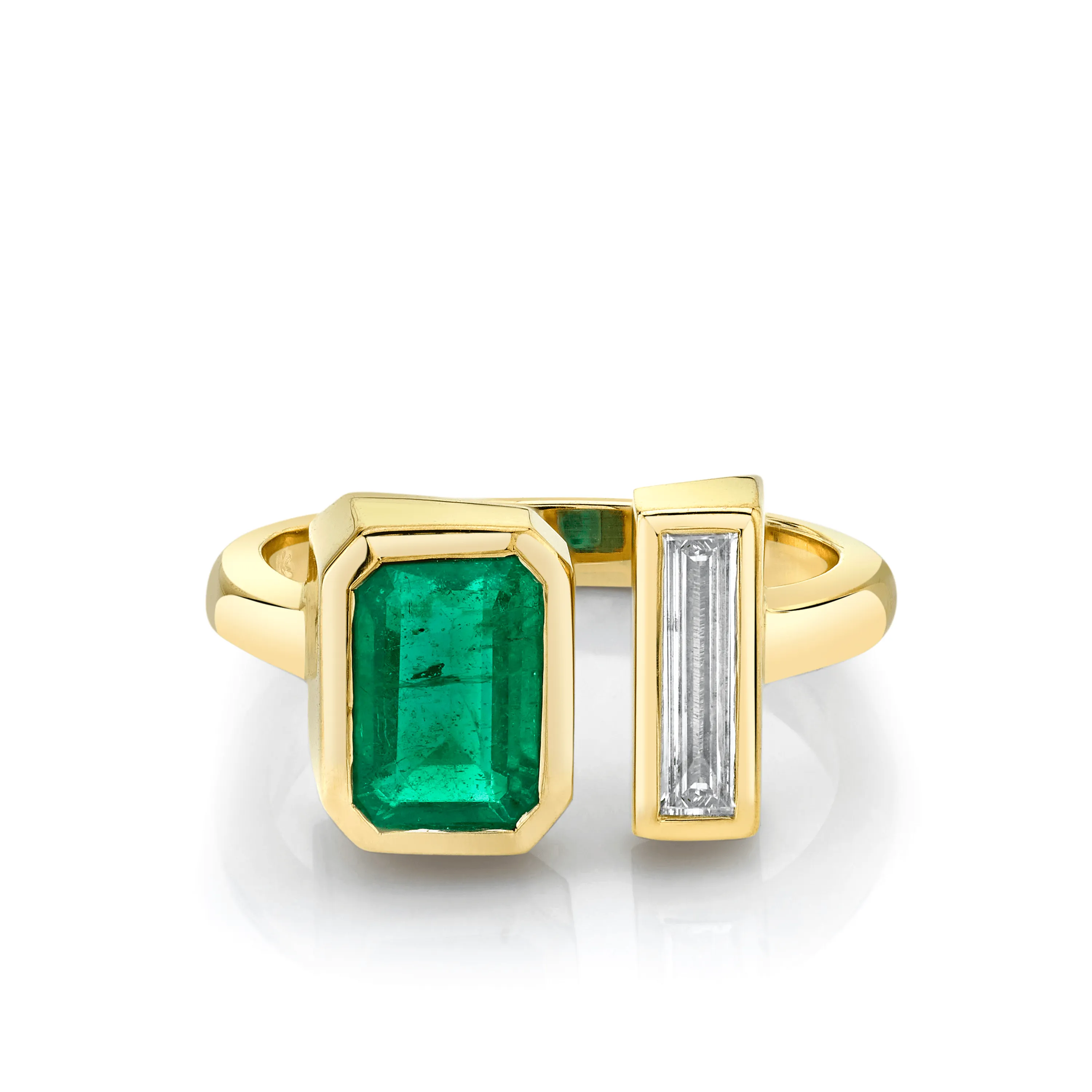 Emerald & White Diamond Toi et Moi sold by Marrow Fine