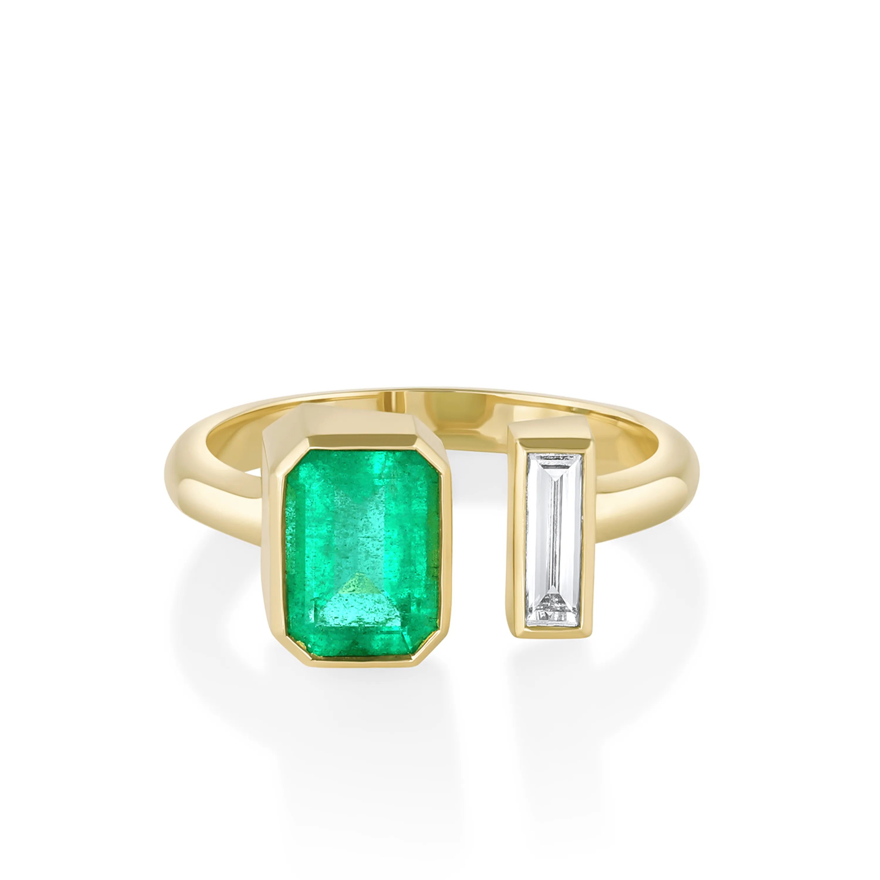 1.57ct Emerald and Diamond Toi et Moi Ring sold by Marrow Fine