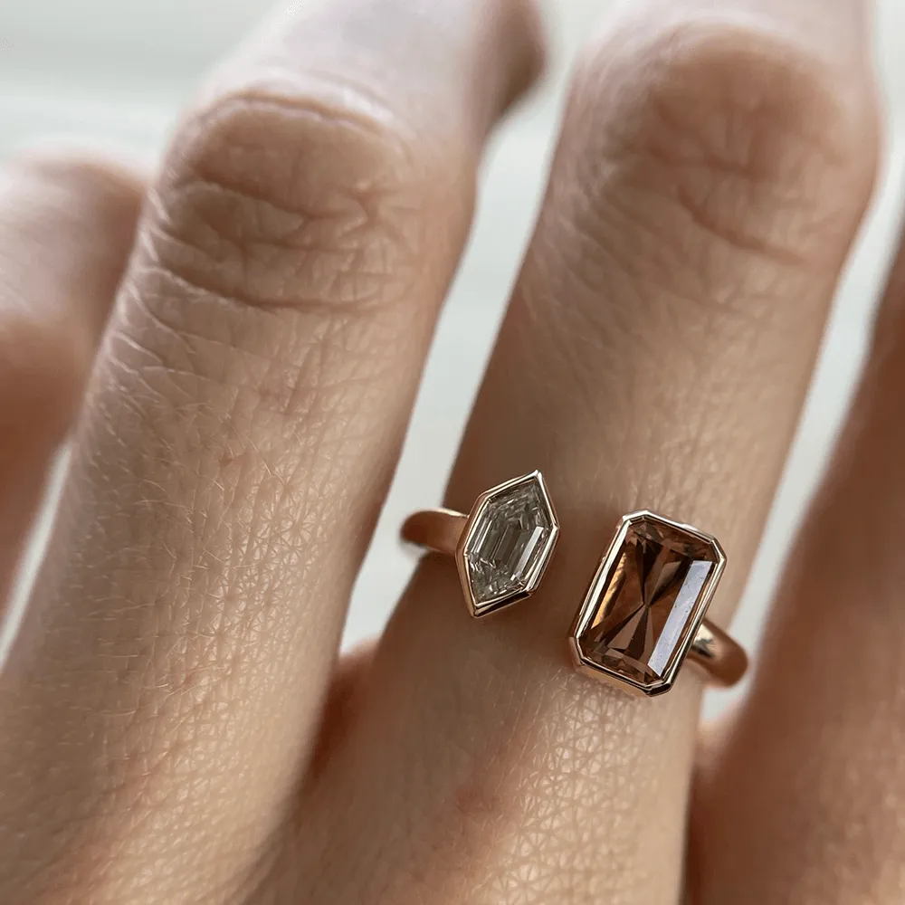 1.01ct Imperial Topaz & White Diamond Bullet Toi et Moi sold by Marrow Fine product image thumbnail 3