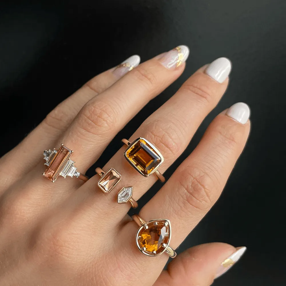 1.01ct Imperial Topaz & White Diamond Bullet Toi et Moi sold by Marrow Fine product image thumbnail 5