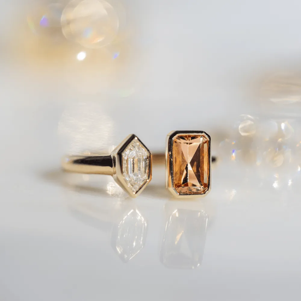 1.01ct Imperial Topaz & White Diamond Bullet Toi et Moi sold by Marrow Fine product image thumbnail 4