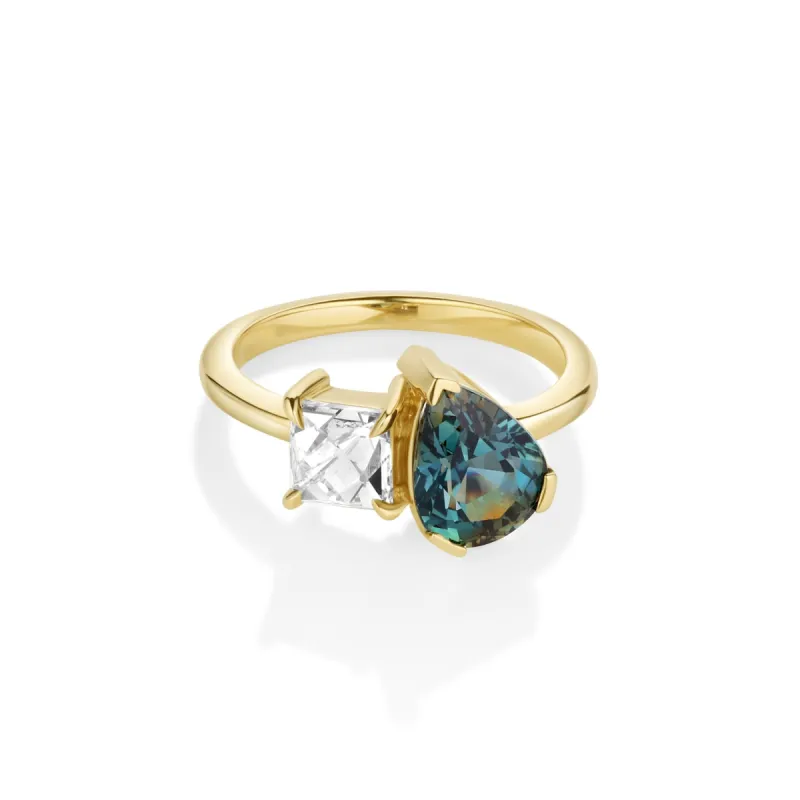2.56ct Sapphire and Antique Diamond Toi et Moi Ring sold by Marrow Fine