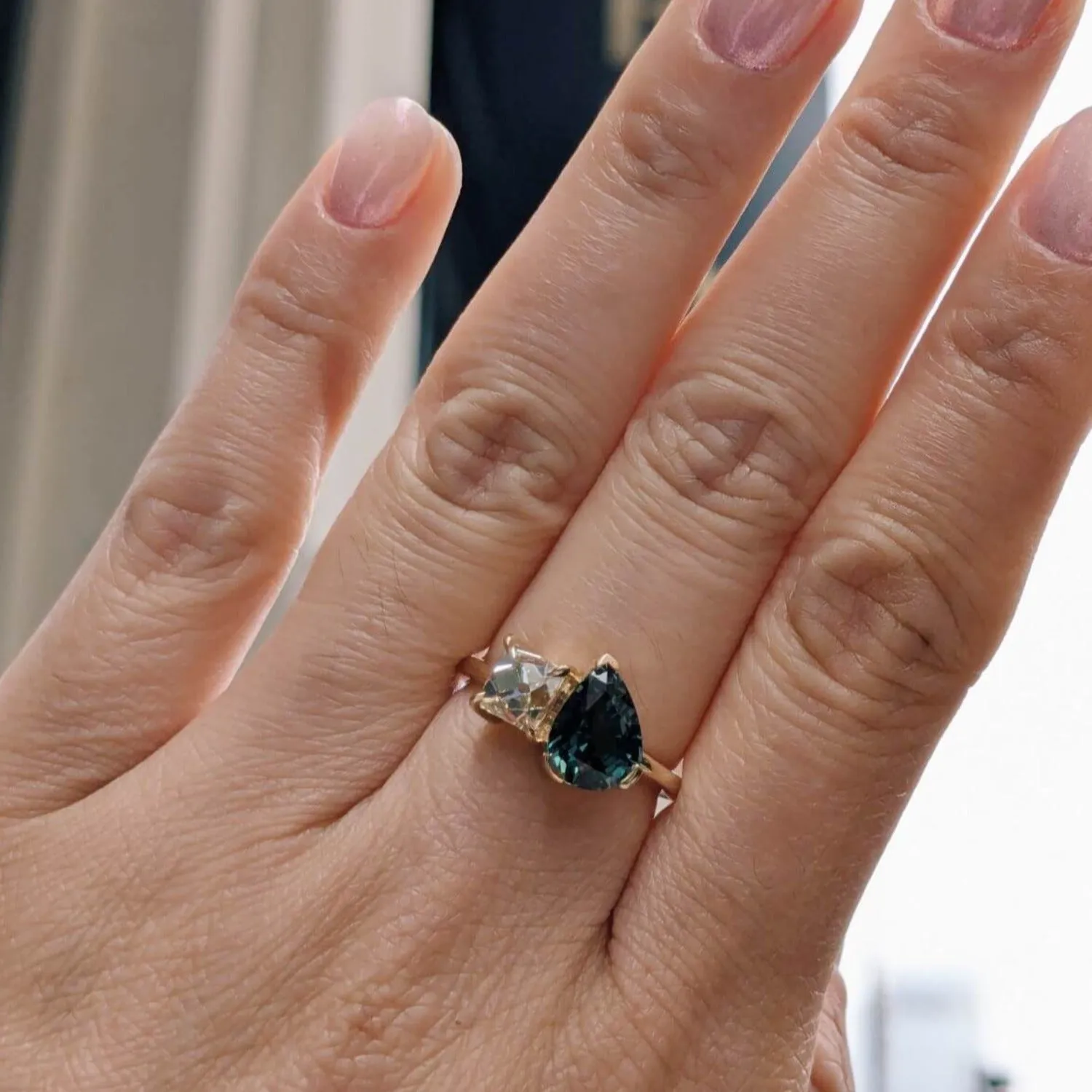 2.56ct Sapphire and Antique Diamond Toi et Moi Ring sold by Marrow Fine product image thumbnail 2