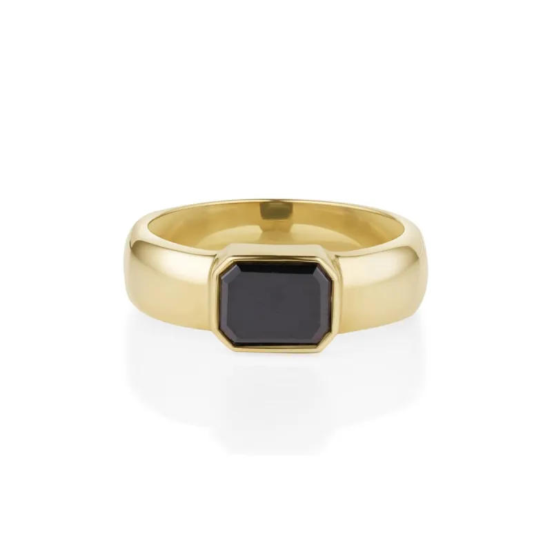1.36ct Bezel Cigar Black Diamond Pinky Ring sold by Marrow Fine