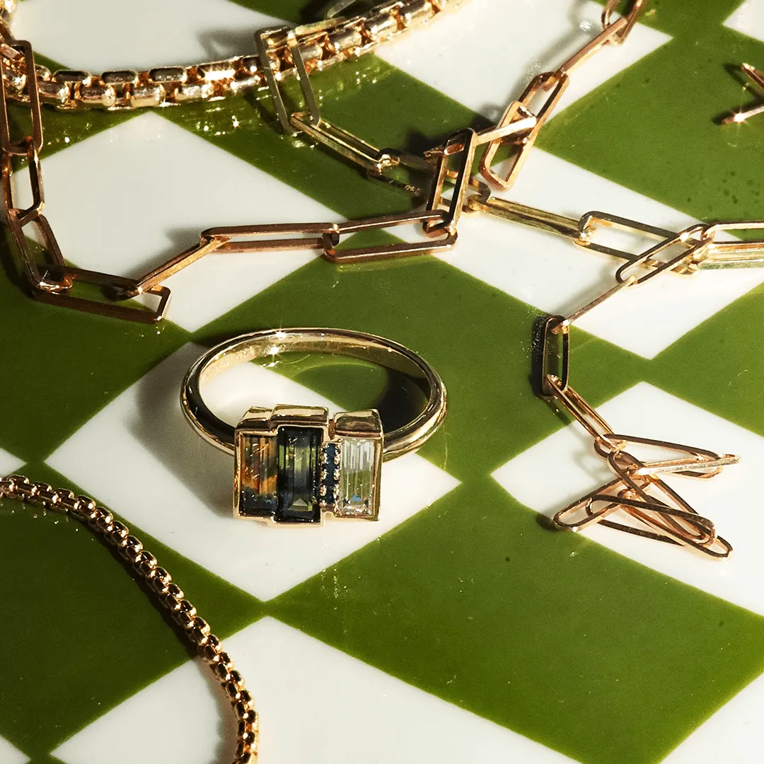 Watercolor Sapphire Baguette Ring sold by Marrow Fine product image thumbnail 3