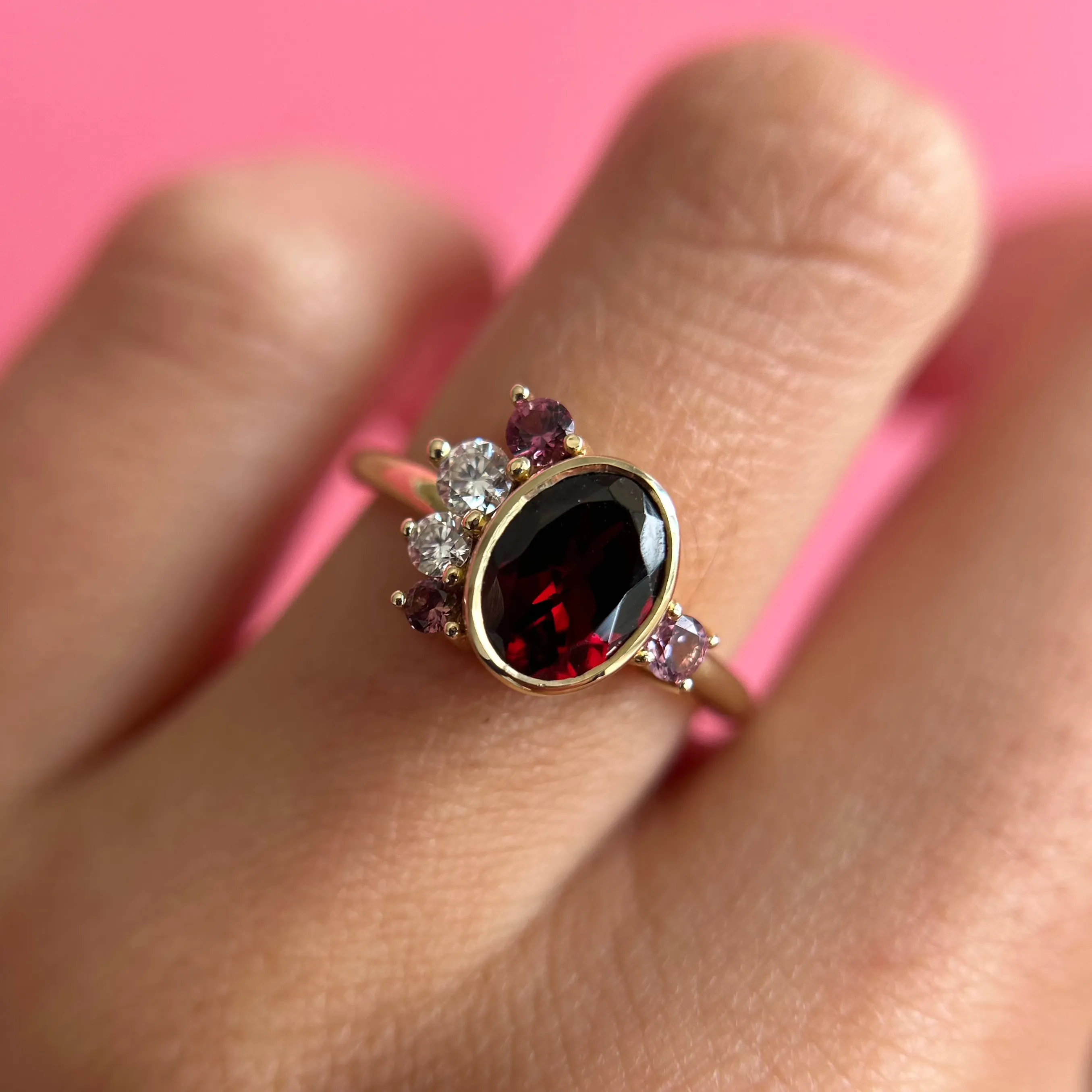 Garnet Spray Ring sold by Marrow Fine