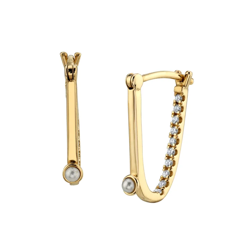 Pearl & Diamond Pavé Arch Hoops sold by Marrow Fine