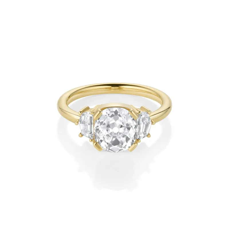 2.36ct Old Mine Epaulette 3 Stone Ring sold by Marrow Fine