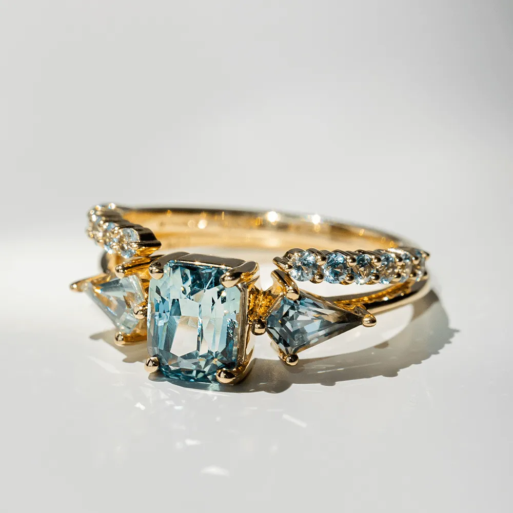 1.77ct Green Sapphire Three-Stone Engagement Ring Set sold by Marrow Fine product image thumbnail 4