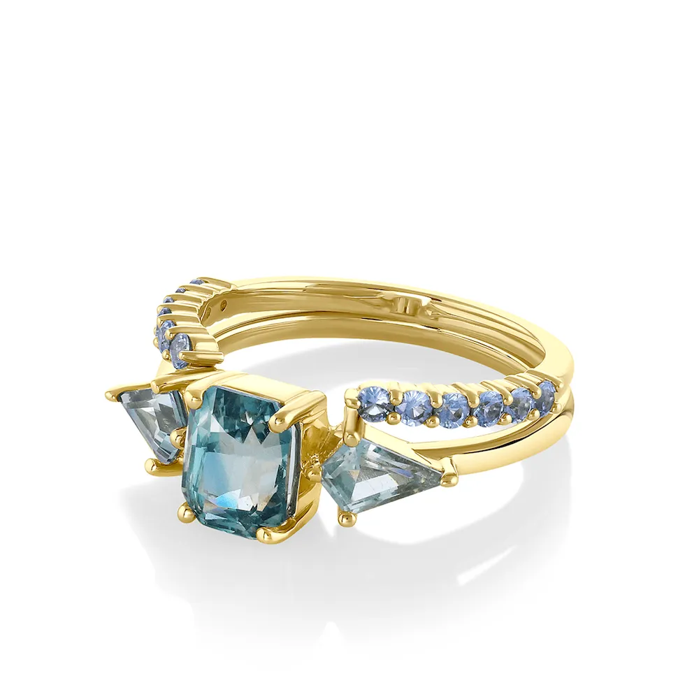 1.77ct Green Sapphire Three-Stone Engagement Ring Set sold by Marrow Fine product image thumbnail 2