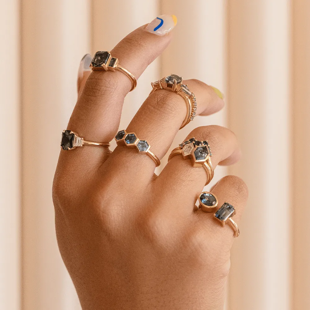 1.77ct Green Sapphire Three-Stone Engagement Ring Set sold by Marrow Fine product image thumbnail 5