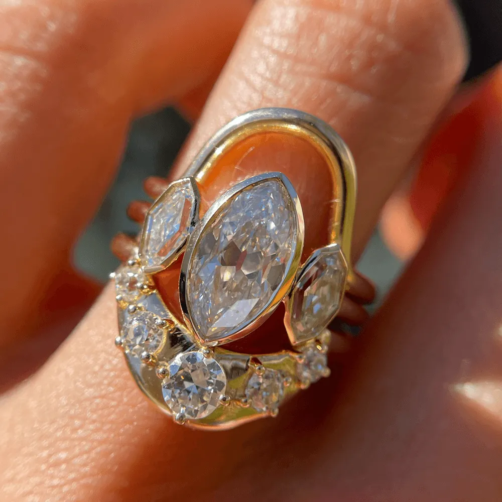 2.02ct White Diamond Moval Three Stone Engagement Ring sold by Marrow Fine product image thumbnail 3