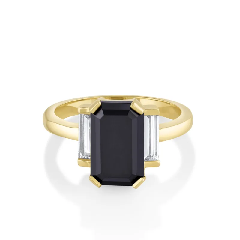 4.50ct Black Diamond Three Stone Ring sold by Marrow Fine