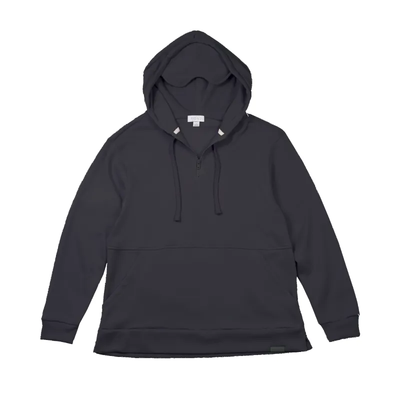 Quarter Zip Travel Essential Hoodie - Black sold by Pond Los Angeles