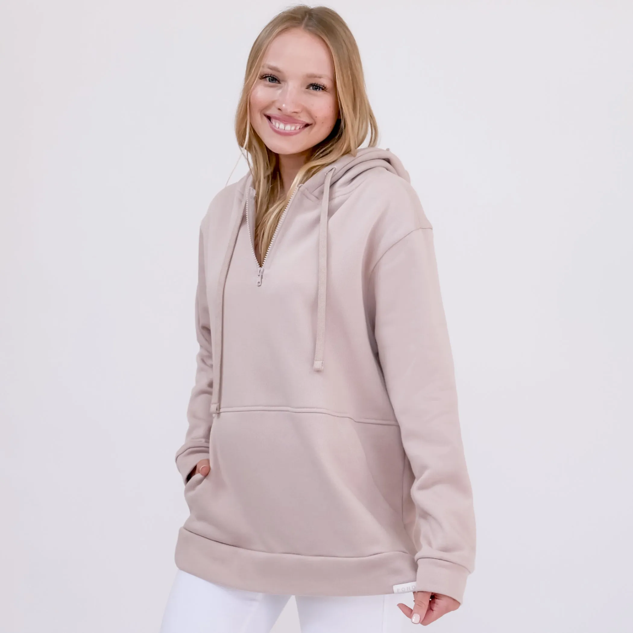 Quarter Zip Travel Essential Hoodie - Rose sold by Pond Los Angeles product image thumbnail 2