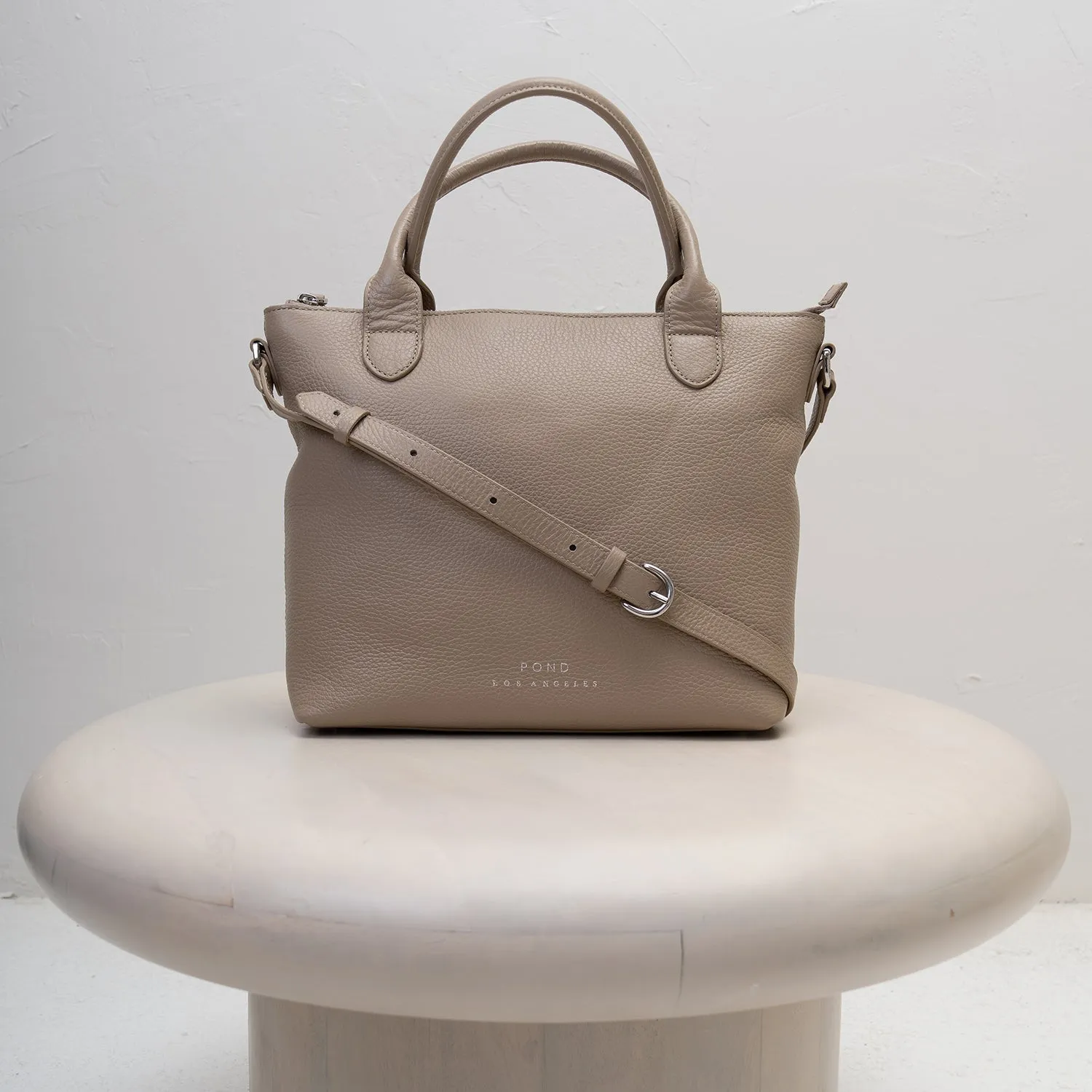 Leather Minimalist Carryall - Sand sold by Pond Los Angeles