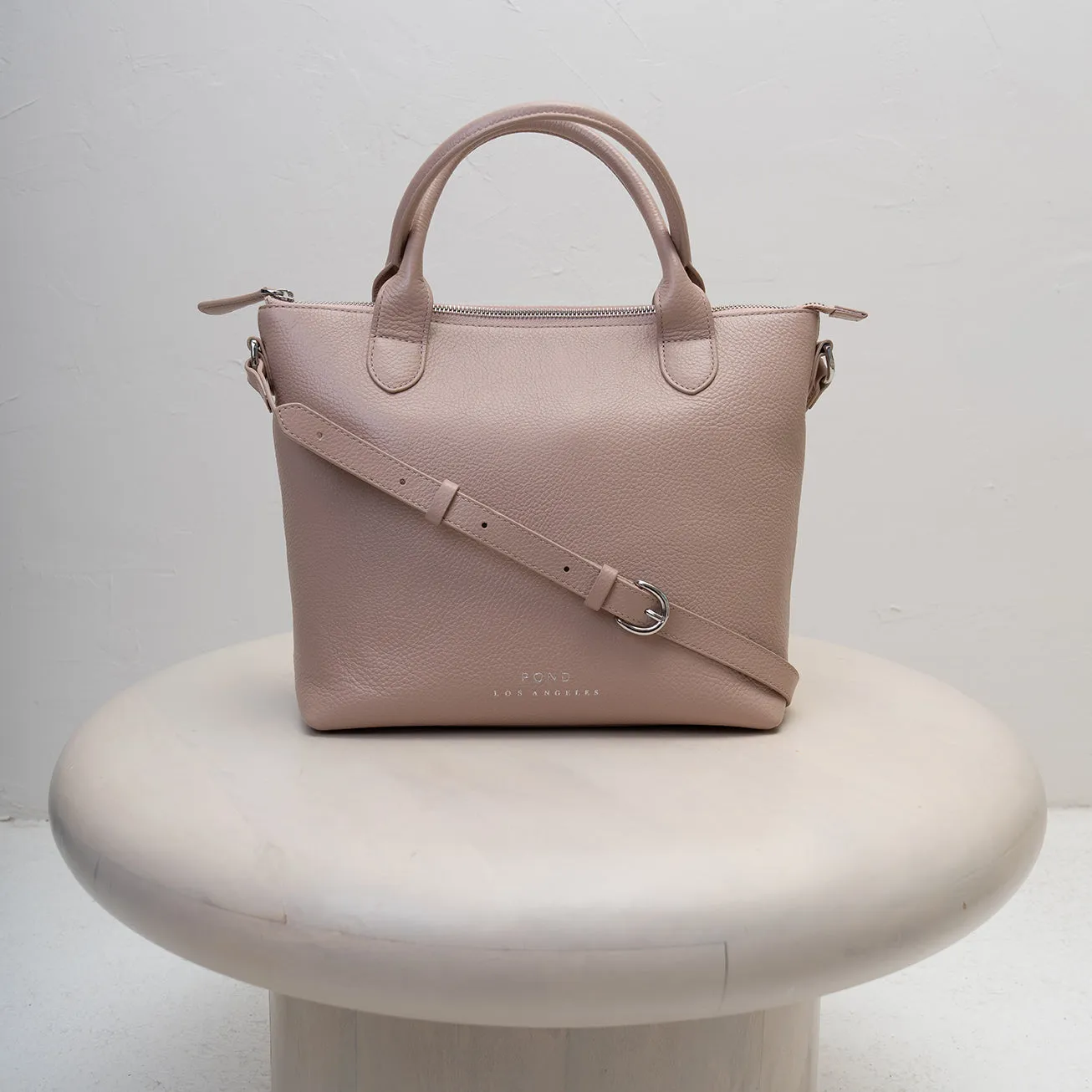 Leather Minimalist Carryall - Natural Rose sold by Pond Los Angeles