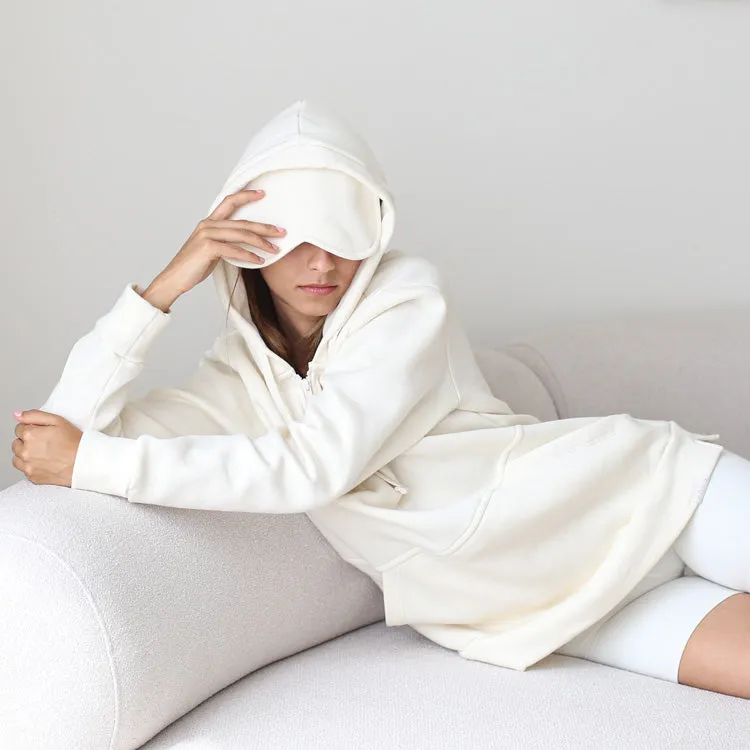 Quarter Zip Travel Essential Hoodie - Cream sold by Pond Los Angeles product image thumbnail 2