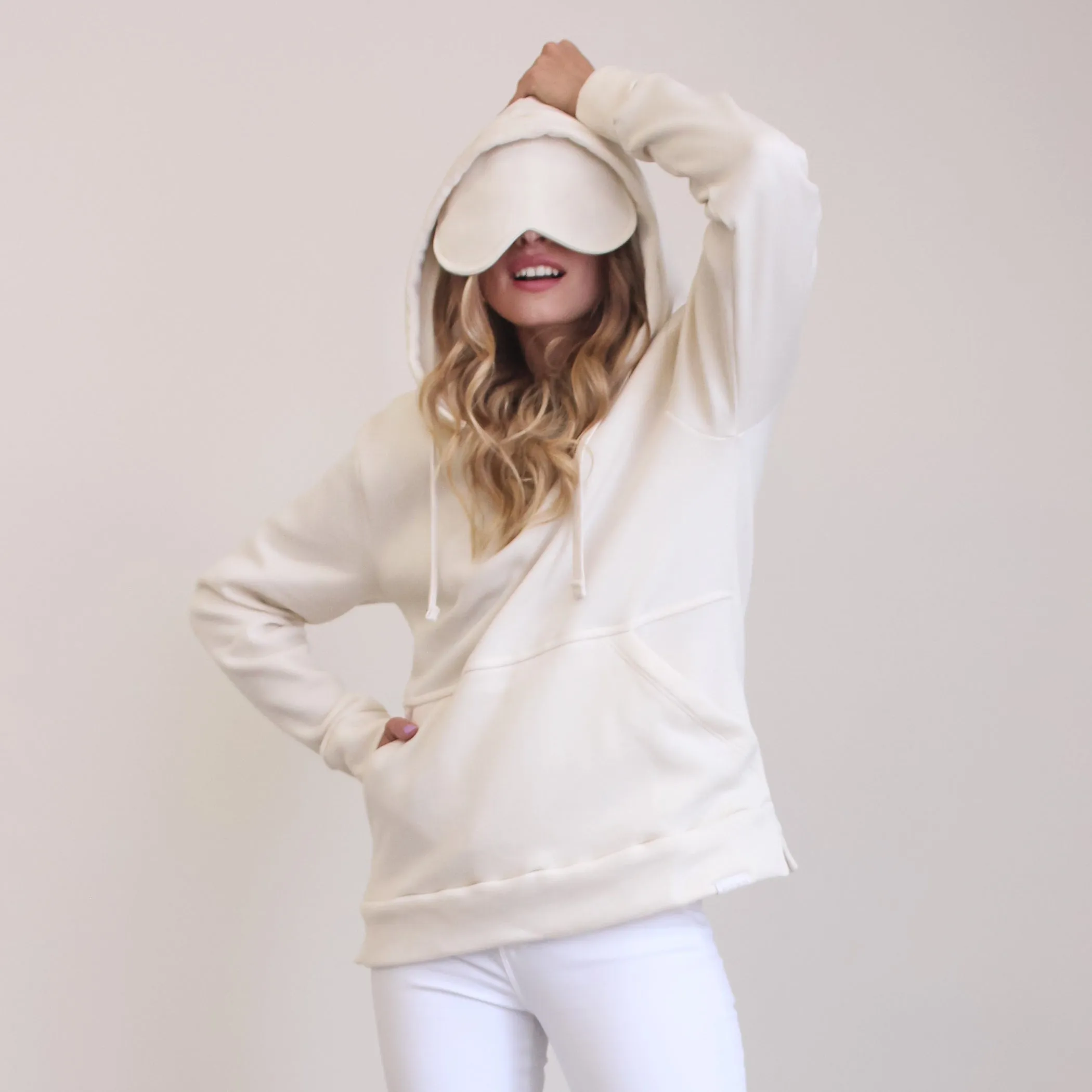 Quarter Zip Travel Essential Hoodie - Cream sold by Pond Los Angeles product image thumbnail 5