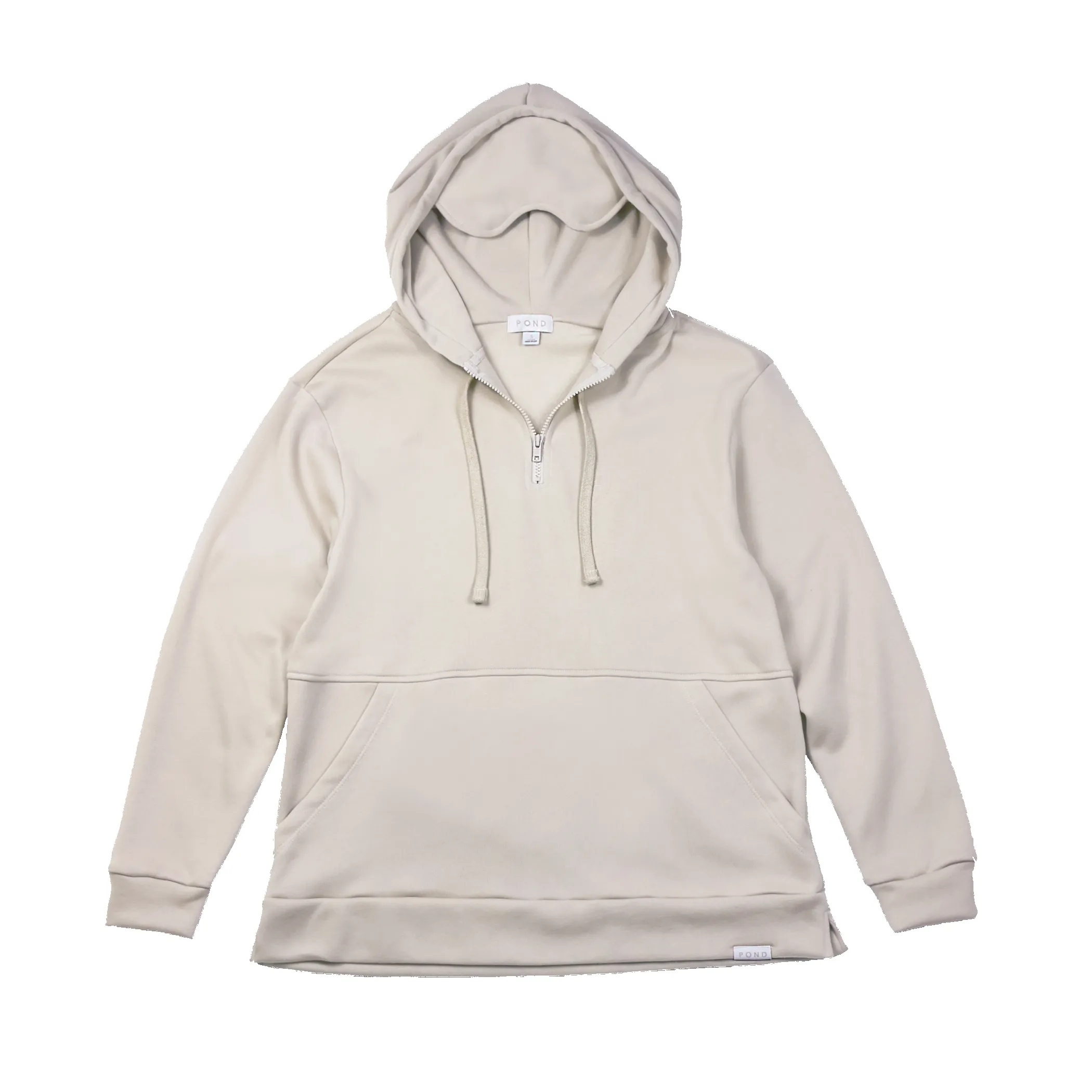 Quarter Zip Travel Essential Hoodie - Cream sold by Pond Los Angeles