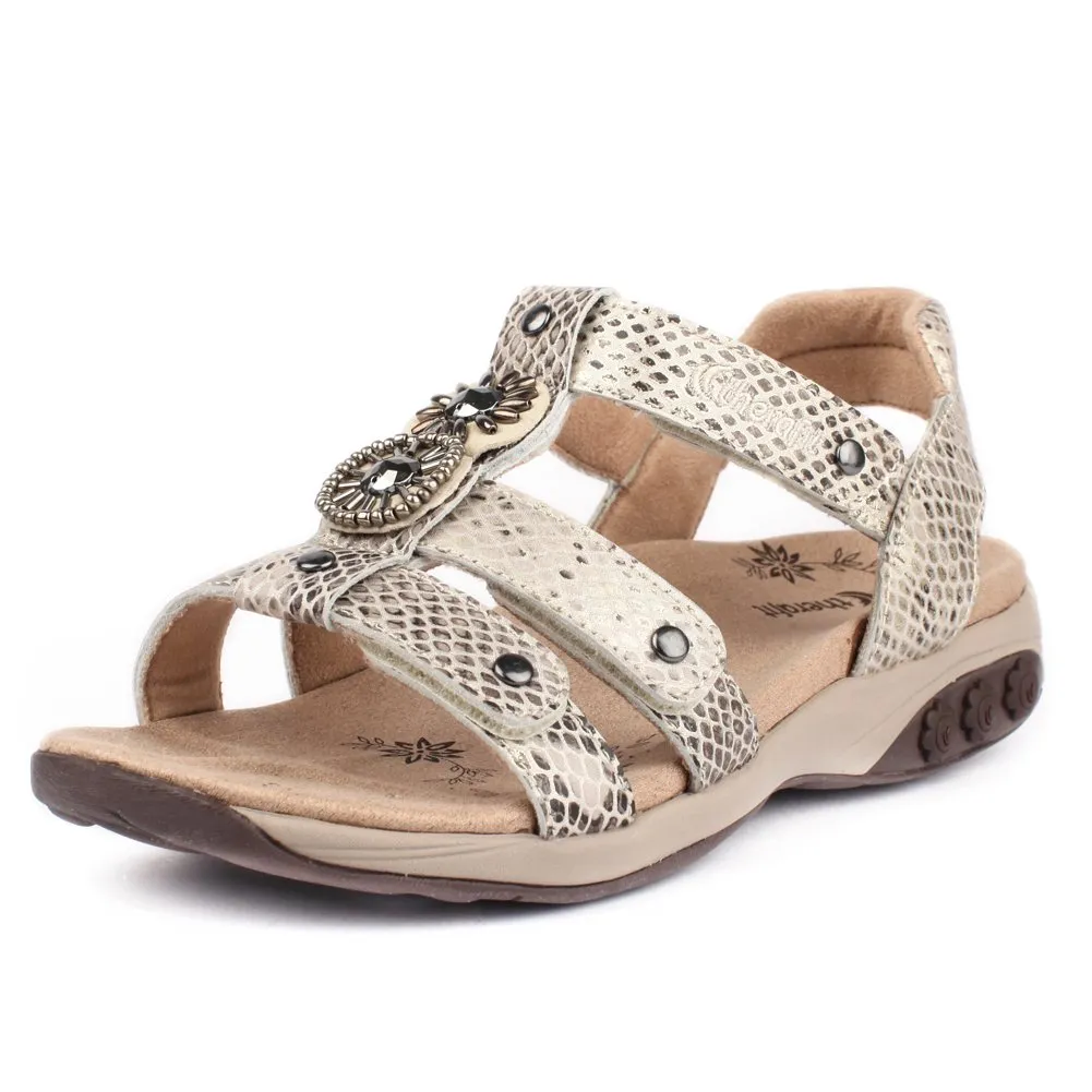 Charlotte Women's Embossed Leather Jeweled Adjustable Sandal sold by Therafit Shoe product image thumbnail 2