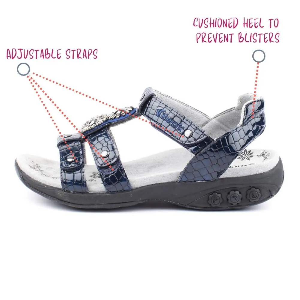 Charlotte Women's Embossed Leather Jeweled Adjustable Sandal sold by Therafit Shoe product image thumbnail 5