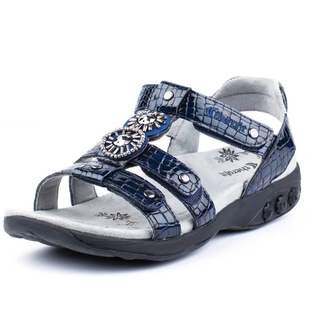 Charlotte Women's Embossed Leather Jeweled Adjustable Sandal sold by Therafit Shoe product image thumbnail 3