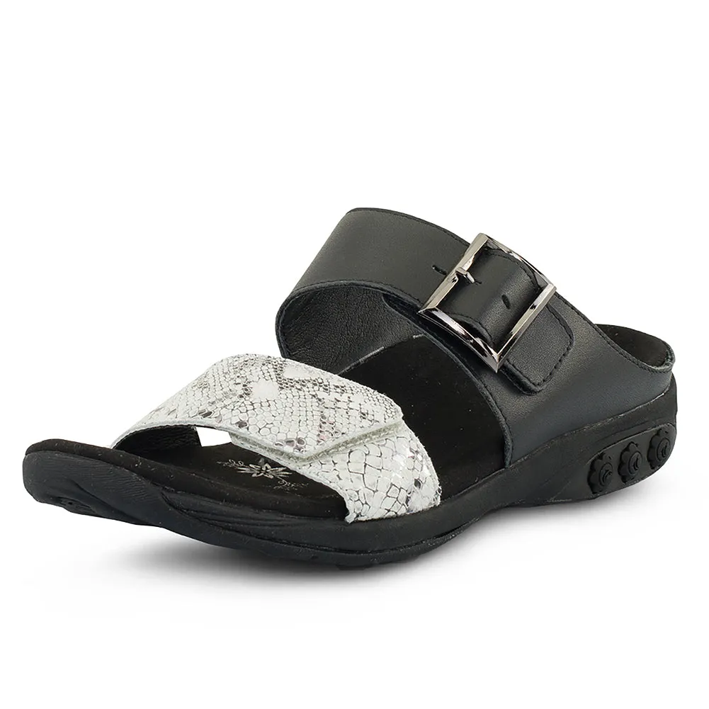 Mandy Women’s Color Block Leather Sandal sold by Therafit Shoe