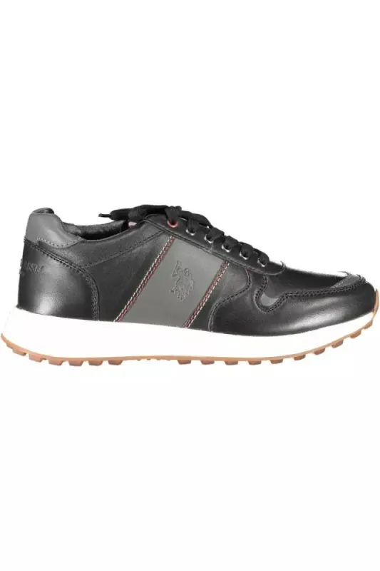 Sleek Black Eco Leather Sports Sneakers sold by Louxly