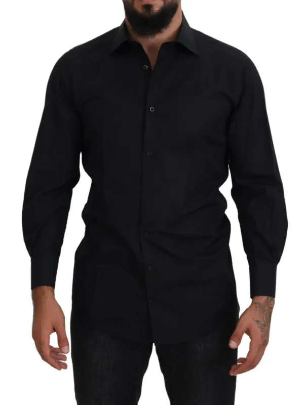 Elegant Black Formal Long Sleeve Shirt sold by Louxly