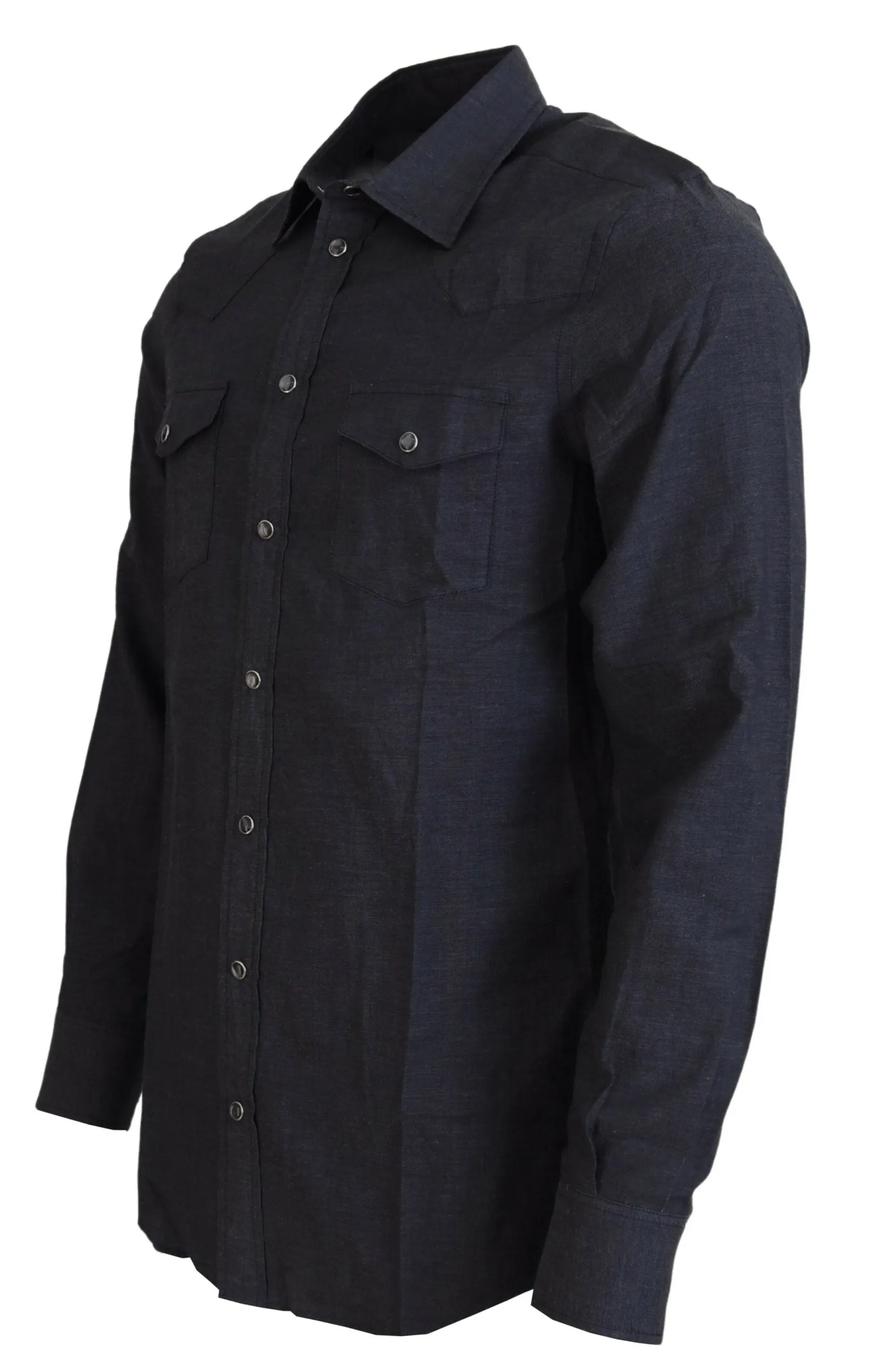 Elegant Gray Cotton Collared Shirt sold by Louxly product image thumbnail 2