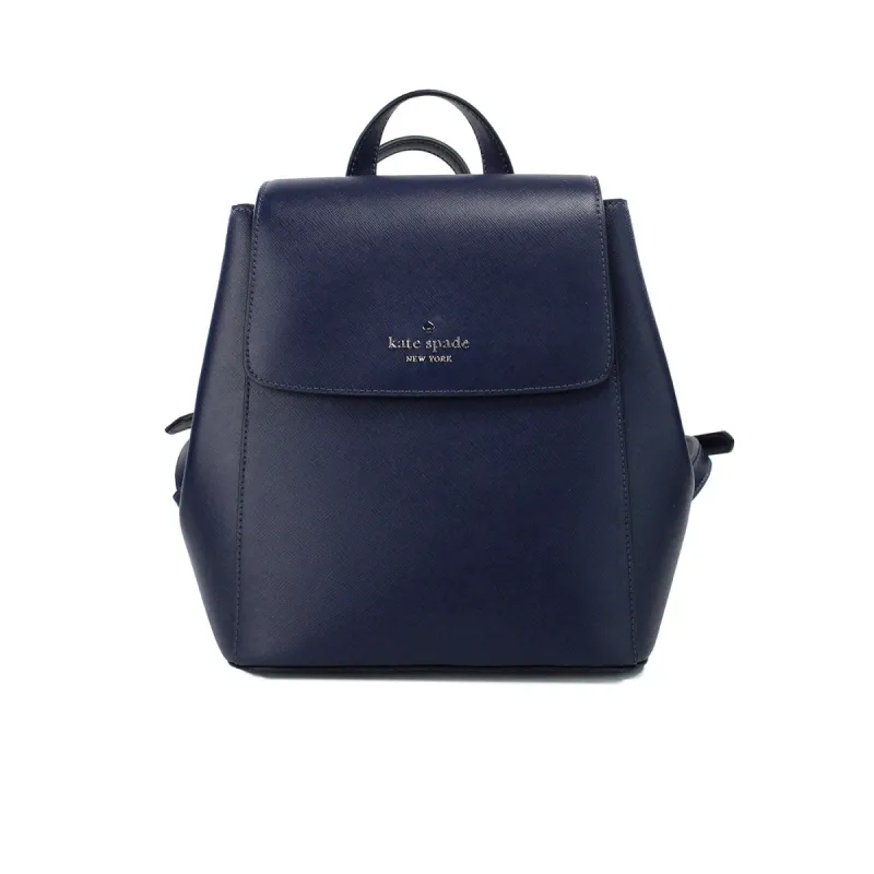Madison Navy Saffiano Leather Medium Flap Shoulder Backpack Bag sold by Louxly