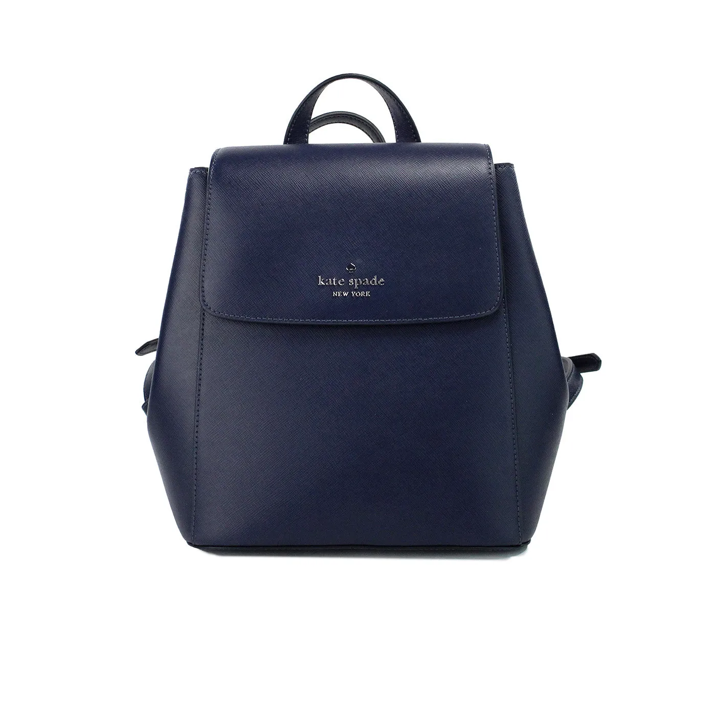 Madison Navy Saffiano Leather Medium Flap Shoulder Backpack Bag sold by Louxly