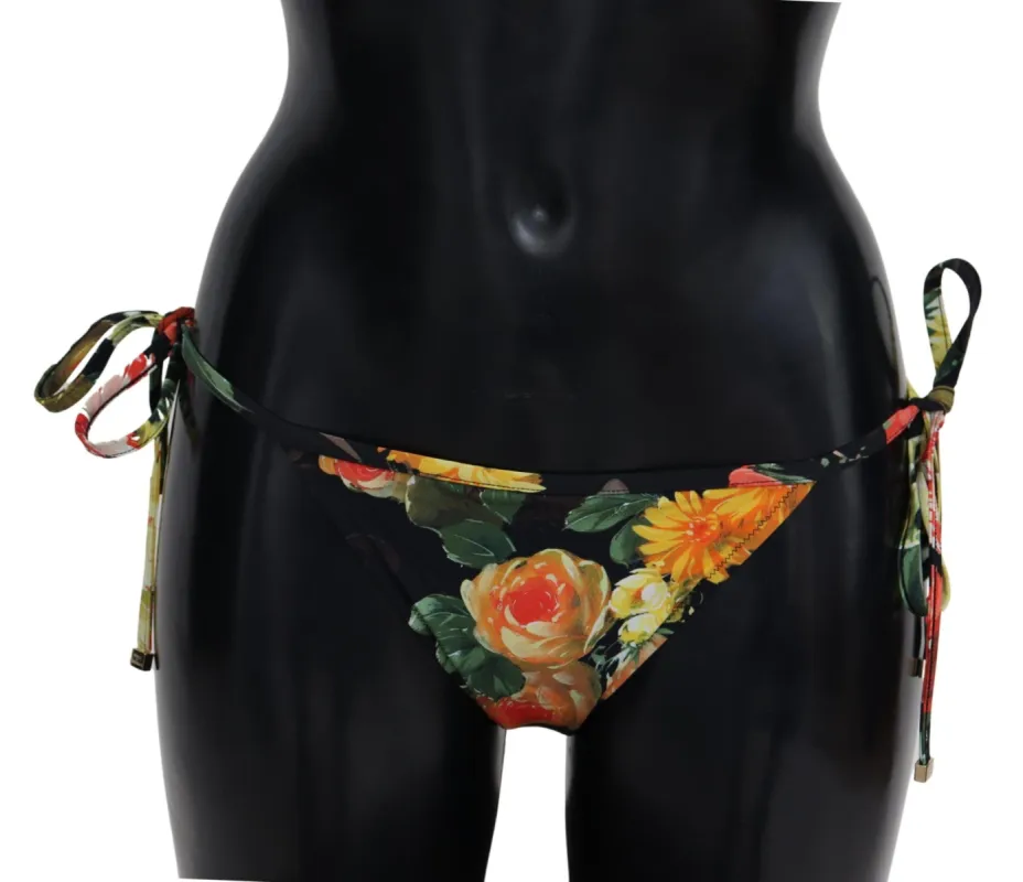 Elegant Black Floral Bikini Bottom sold by Louxly
