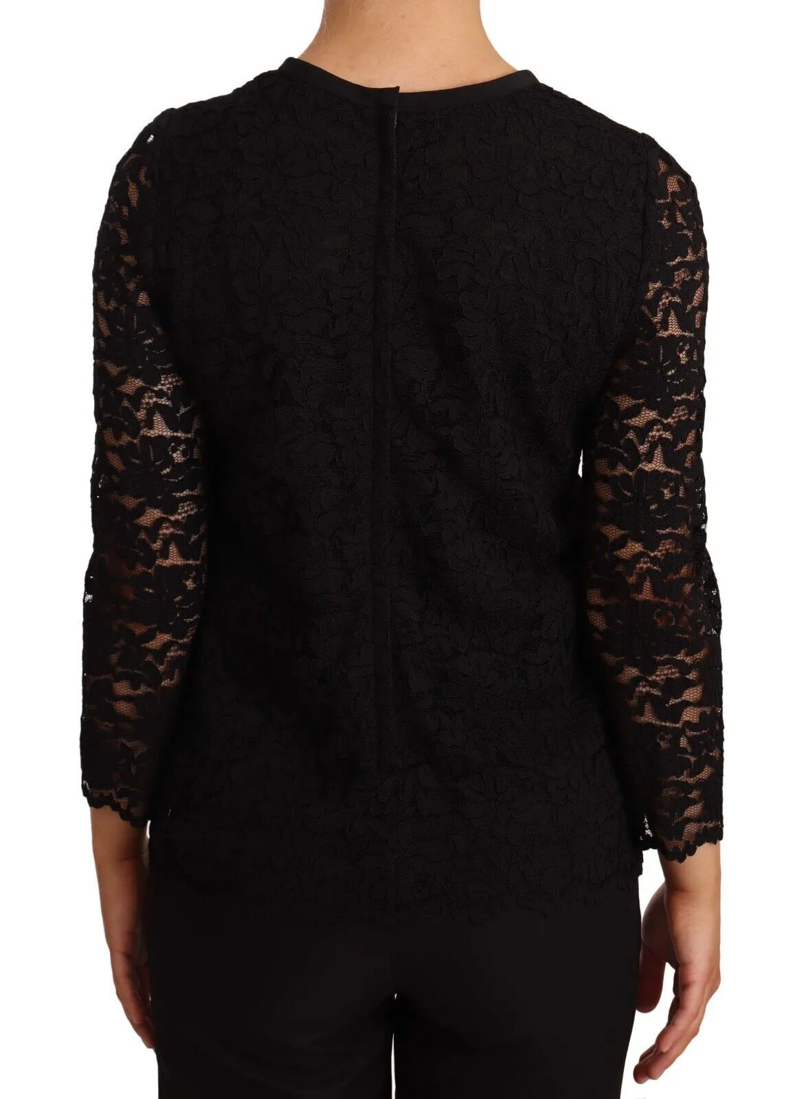 Elegant Black Floral Lace Long Sleeve Top sold by Louxly product image thumbnail 3