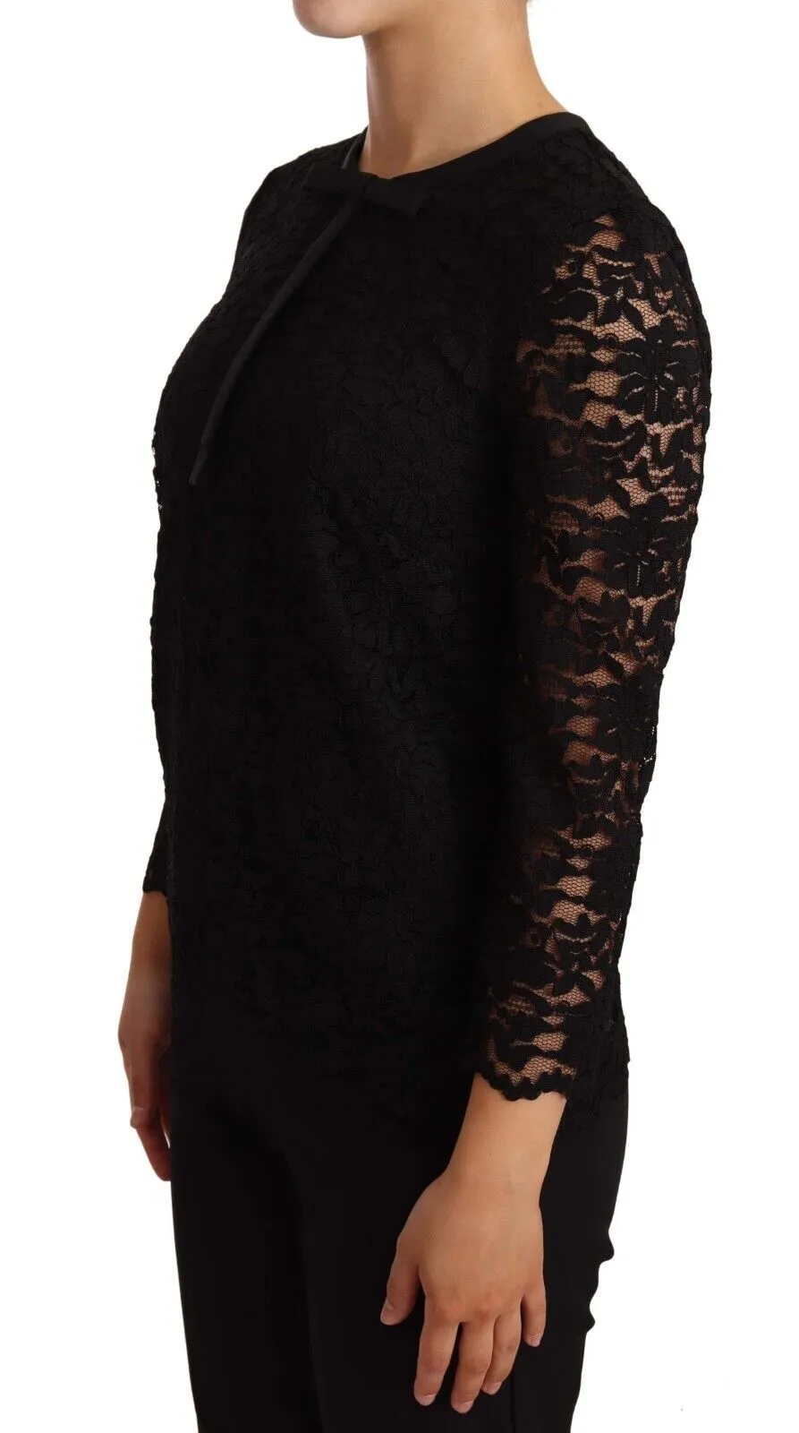 Elegant Black Floral Lace Long Sleeve Top sold by Louxly product image thumbnail 2