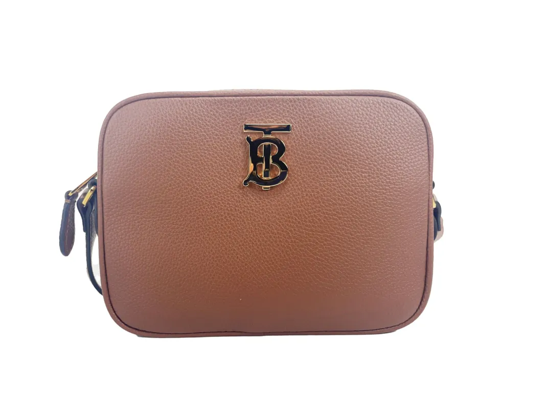 Small Leather Tan Camera Crossbody TB Logo Bag sold by Louxly