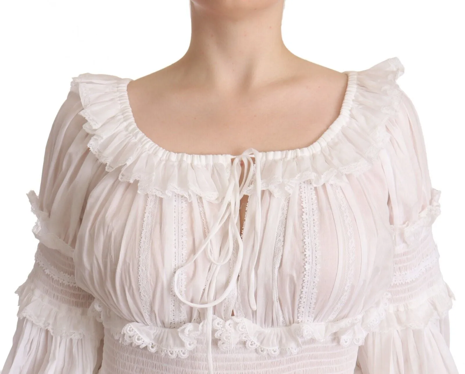 Elegant Off-Shoulder Ruffled Dress in White sold by Louxly product image thumbnail 4