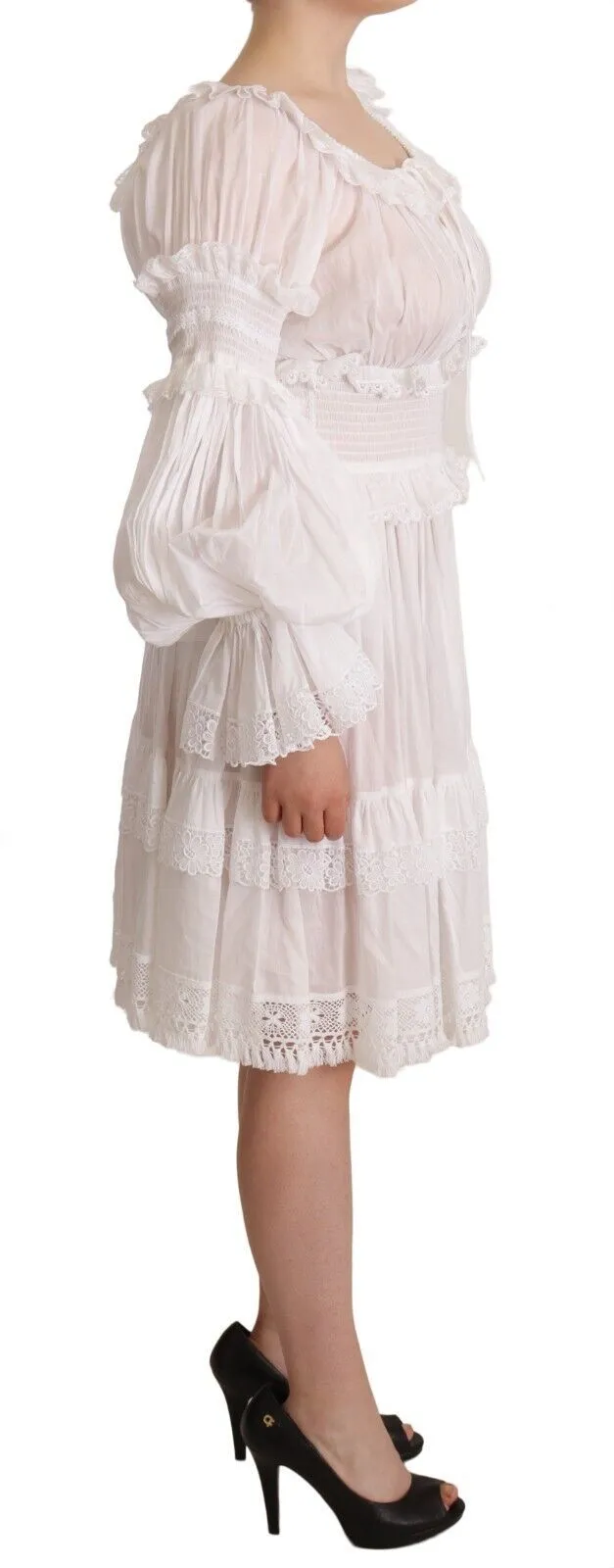 Elegant Off-Shoulder Ruffled Dress in White sold by Louxly product image thumbnail 3