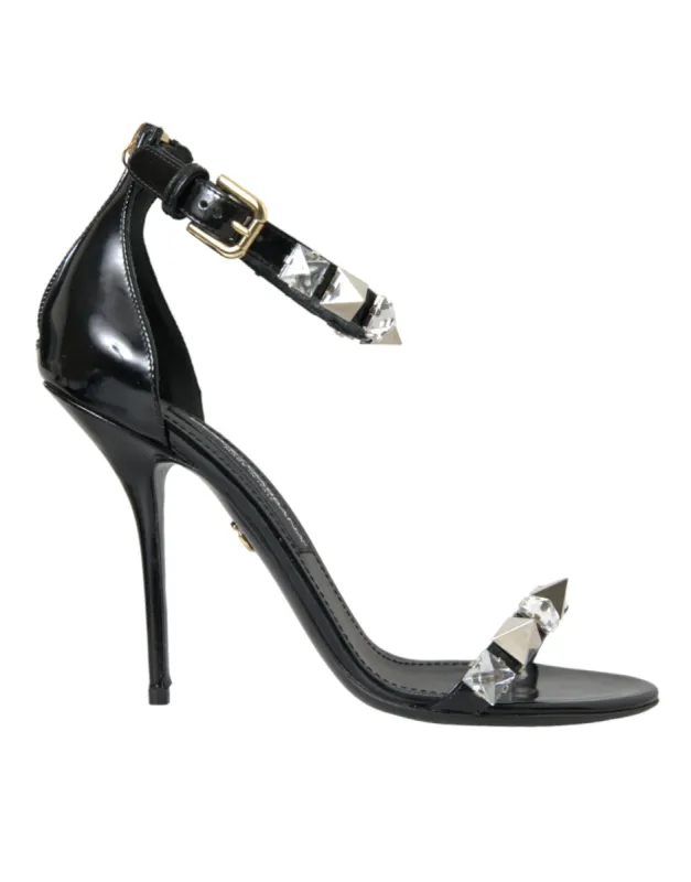 Black Crystals Sandals Ankle Strap Shoes sold by Louxly
